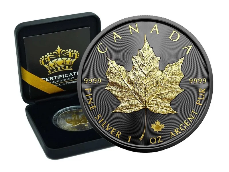 1 OZ Silber Maple Leaf 2025 Gold Black Empire Edition