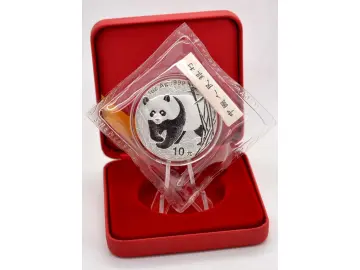 10 Yuan Silber China Panda 2002 in Folie und Box mit Kontrollzettel