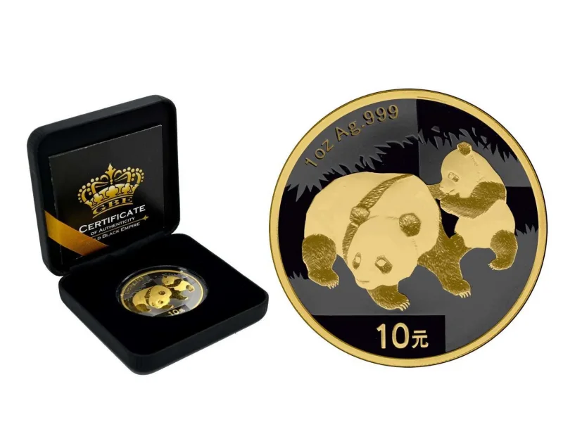 10 Yuan Silber China Panda 2008 Gold Black Empire Edition