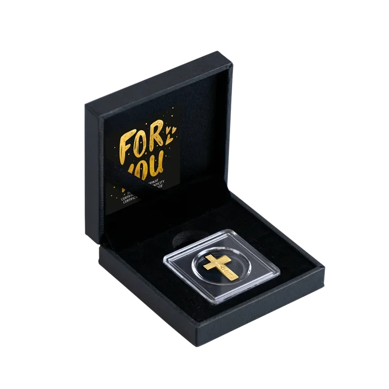 Kreuz 1/1000 Oz 999 Goldmedaille in Box