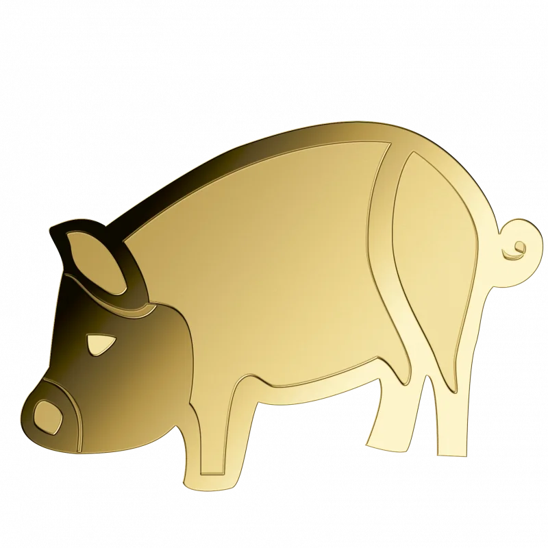 Schwein 1/1000 Oz 999 Goldmedaille in Box
