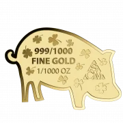 Schwein 1/1000 Oz 999 Goldmedaille in Box