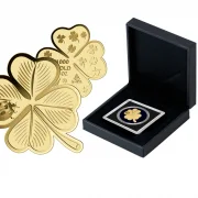 Glücksbringer Kleeblatt 1/1000 Oz 999 Goldmedaille in Box