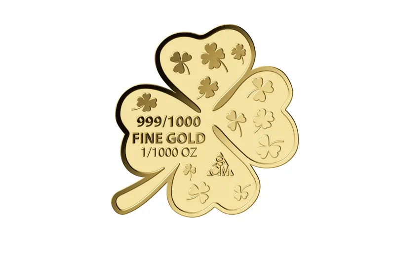 Glücksbringer Kleeblatt 1/1000 Oz 999 Goldmedaille in Box